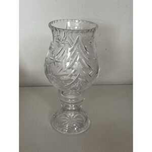 Vintage Large‎ Hand Cut Crystal 2 Piece Hurricane Candle Lamp